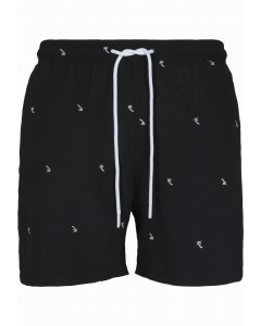 Pánské plavky // Urban classics Embroidery Swim Shorts black/palmtree