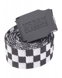 Pánský pásek // Urban classics UC Canvas Belt Checkerboard 150cm black/white