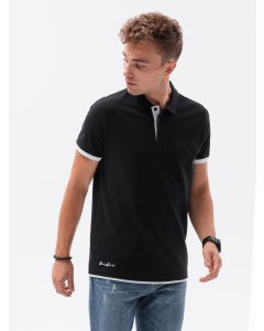 Men's plain polo shirt S1382 - black