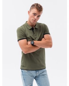 Men's plain polo shirt S1382 - olive