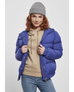 Dámská bunda do pasu // Urban classics Ladies Hooded Puffer Jacket bluepurple