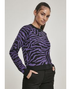 Dámský svetr // Urban Classics Ladies Short Tiger Sweater blk/pur