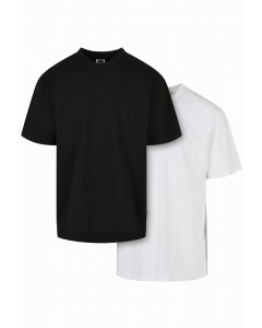 Pánské tričko krátký rukáv // Urban classics Organic Tall Tee 2-Pack black+white