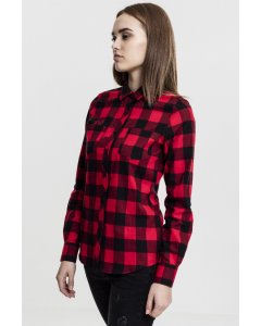 Dámská košile // Urban Classics Ladies Turnup Checked Flanell Shirt blk/red