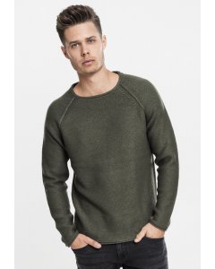 Pánská mikina // Pánský pulovr // Urban Classics Raglan Wideneck Sweater olive