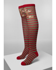 Ponožky // Urban classics Christmas Overknees Socks red/green
