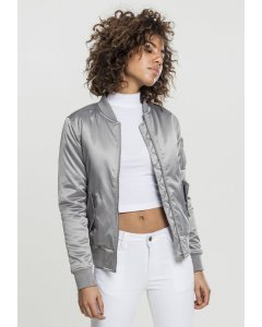 Dámská bomber bunda // Urban classics Ladies Satin Bomber Jacket silver
