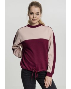 Dámský pulovr // Urban classics Ladies Oversize 2-Tone Stripe Crew port/light rose