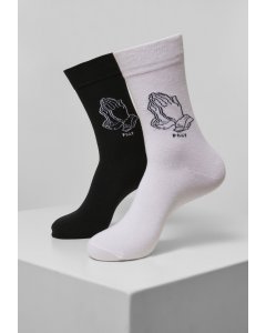 Ponožky // Mister tee Pray Hands Socks 2-Pack black/white