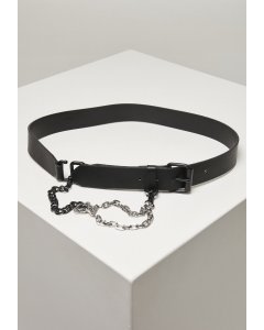 Dámský pásek // Urban classics Imitation Leather Belt With Metal Chain black
