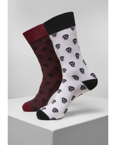 Ponožky // Urban classics Skull Allover 2-Pack burgundy/white
