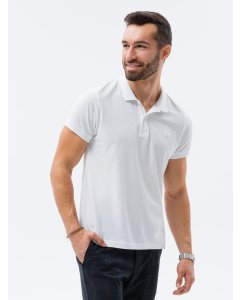 Men's plain polo shirt S1374 - white