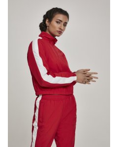 Dámská mikina zip // Urban Classics Ladies Short Striped Crinkle Track Jacket red/wht