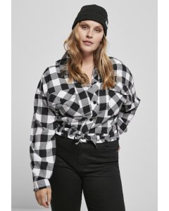 Dámská košile // Urban classics Ladies Short Oversized Check Shirt black/white