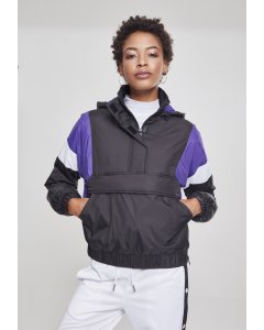 Dámská bunda do pasu // Urban Classics Ladies 3-Tone Padded Pull Over Jacket black/ultraviolet/white