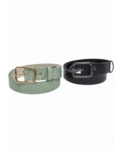 Urban Classics / Ostrich Synthetic Leather Belt 2-Pack black/leaf
