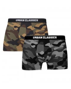Urban Classics / 2-Pack Camo Boxer Shorts woodcamo + darkcamo