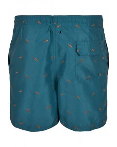 Pánské plavky // Urban classics Embroidery Swim Shorts shark/teal/toffee