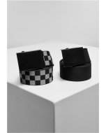 Pánský pásek // Urban Classics Check And Solid Canvas Belt 2-Pack black/orange