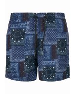 Pánské plavky // Urban Classics Pattern Swim Shorts navy bandana aop