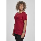 Dámské tričko krátký rukáv // Urban classics Ladies Lace Shoulder Striped Tee burgundy