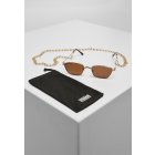 Sluneční brýle // Urban classics  Sunglasses Kalymnos With Chain gold/brown