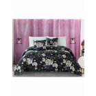 Quilted bedspread with flowers Peony A538 - black