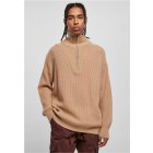 Pánský pulovr polozip // Urban Classics / Oversized Knitted Troyer unionbeige