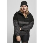 Dámská bunda // Urban classics Ladies Sherpa Mix Pull Over Jacket black/black