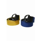 Pásek // Urban Classics / Easy D-Ring Belt Kids 2-Pack black/royal+black/yellow