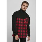 Pánská bunda // Urban classics Patterned Polar Fleece Track Jacket black/redcheck