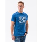 Men's printed t-shirt S1434 V-24B- dark blue