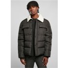 Pánská bunda // Urban Classics / Sherpa Collar Padded Shirt Jacket black