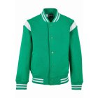 Dětská bunda // Urban Classics / Boys Inset College Sweat Jacket bodegagreen/whi