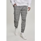 Pánské kalhoty // Urban Classics AOP Glencheck Cargo Jog Pants white/black