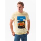 Men's printed t-shirt S1434 V-8B- yellow