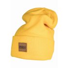 Urban Classics / Synthetic Leatherpatch Long Beanie chrome yellow