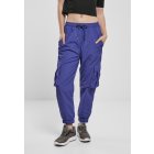 Dámské kalhoty // Urban classics Ladies High Waist Crinkle Nylon Cargo Pants bluepurple