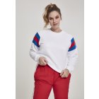 Dámský pulovr // Urban Classics Ladies Sleeve Stripe Crew white/brightblue/firered