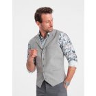 Men's suit vest with collar - light grey V1 OM-BLZV-0109
